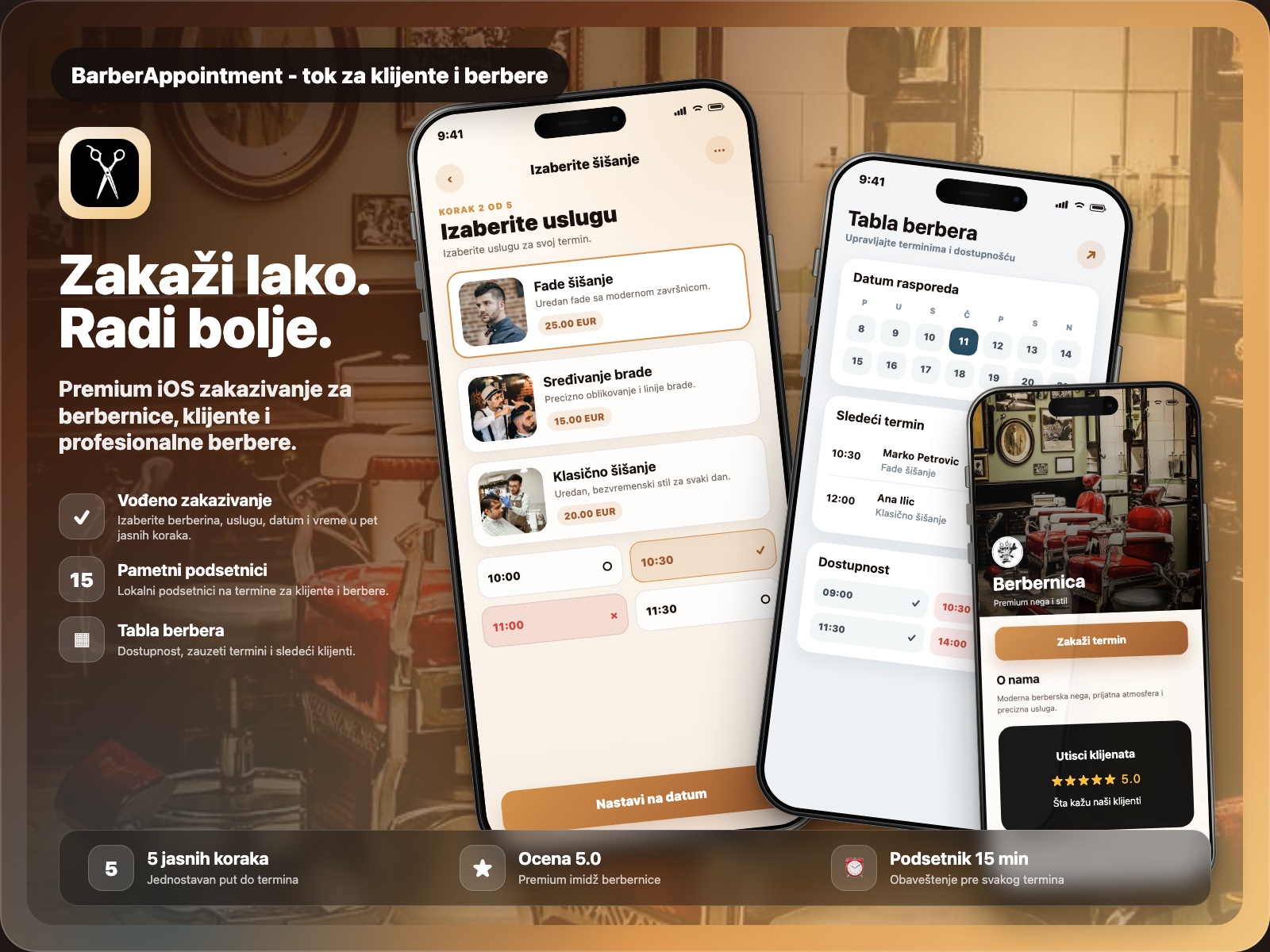 BarberAppointment - Zakazivanje bez poziva product interface
