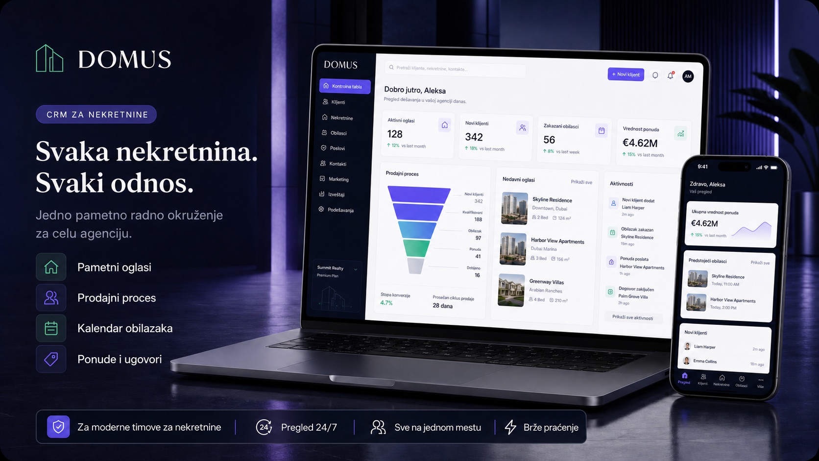 DOMUS - CRM za agencije za nekretnine product interface