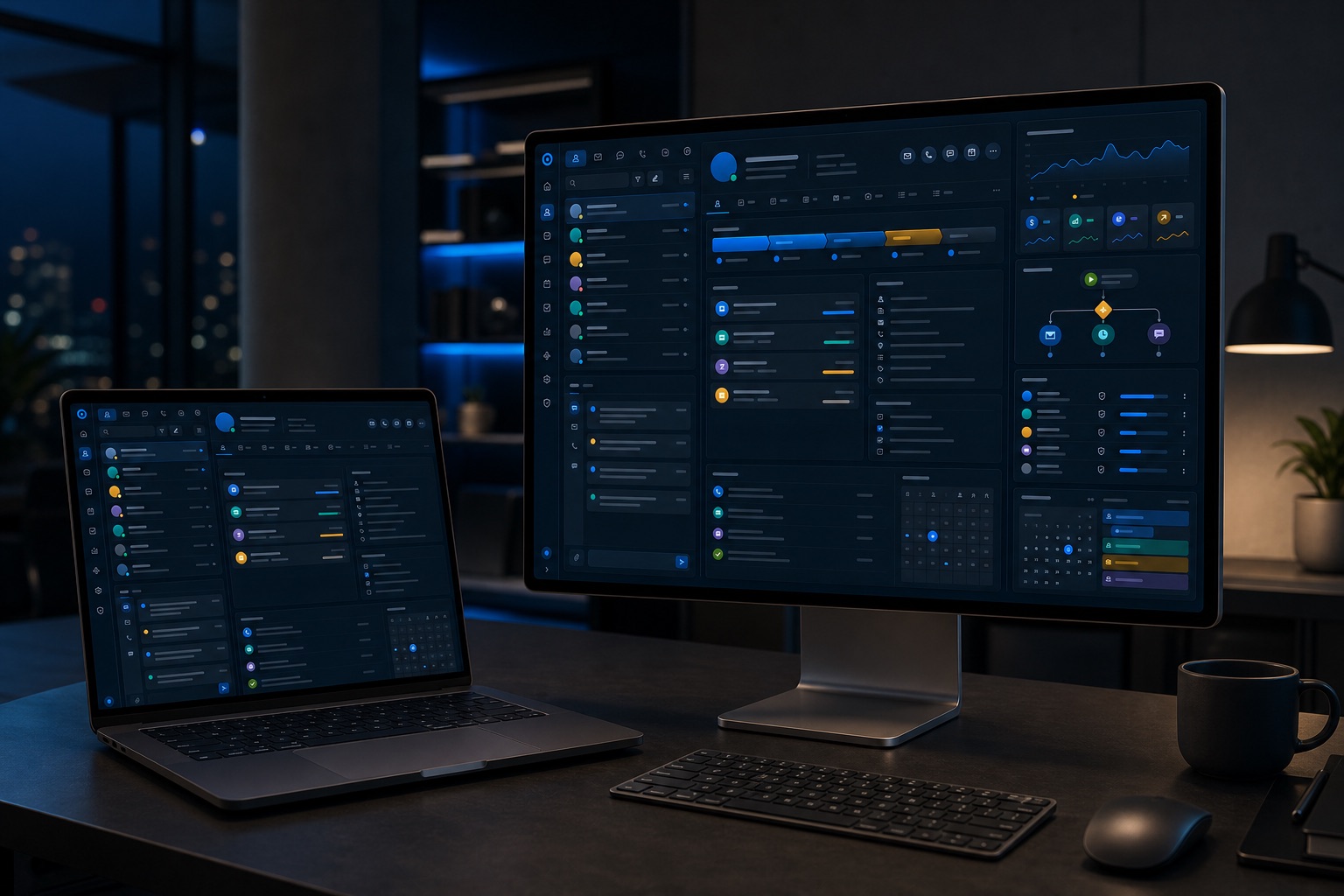 Vasiona CRM platforma prikazana na MacBook Pro računaru i desktop monitoru